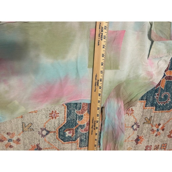 Umgee large pastel tie dye button up shirt boho crinkle pink western cottage - Picture 8 of 8